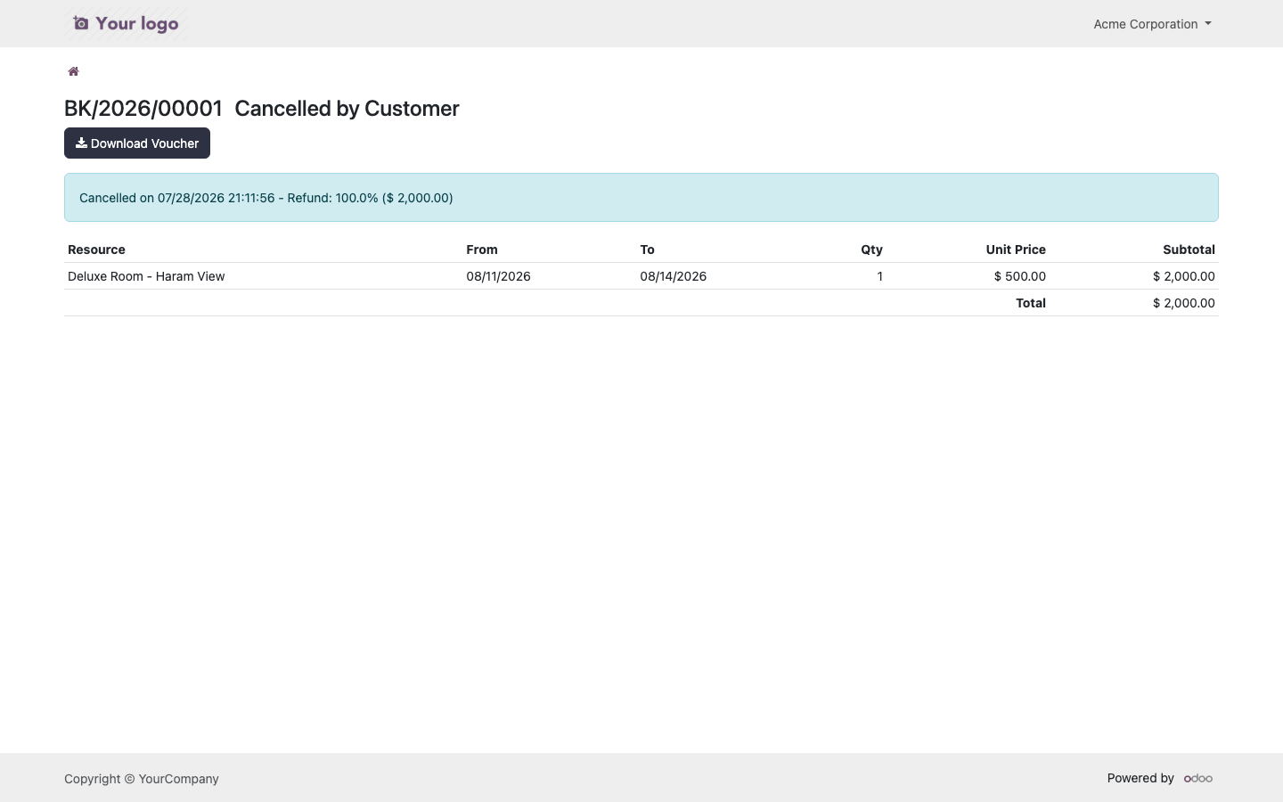 Self-service cancellation with automatic refund calculation